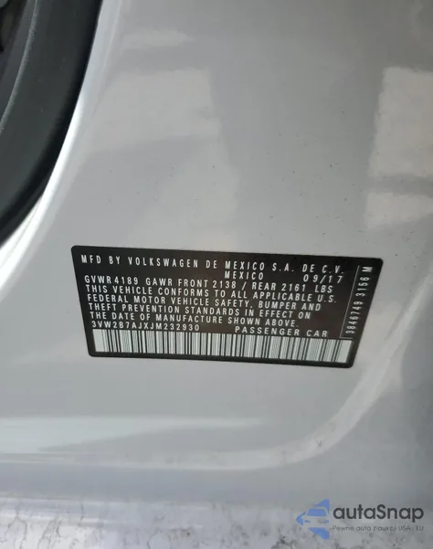 2018 Volkswagen Jetta S из США, поврежденный, VIN 3VW2B7AJXJM232930